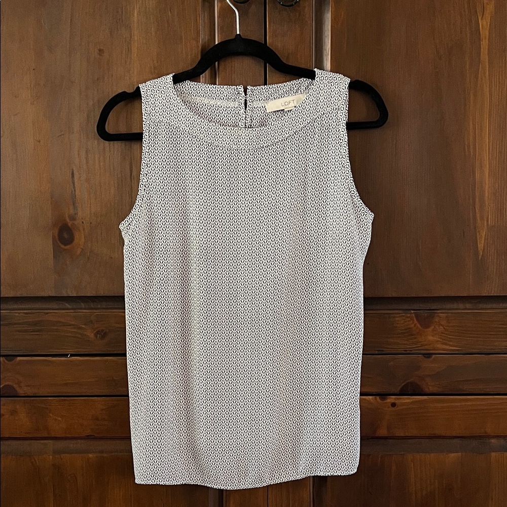 LOFT Black and White Sleeveless Blouse